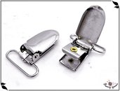 Clip per bretelle in metallo cromato, con denti in plastica - larghezza passante mm.25 - 4 pezzi