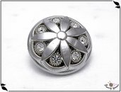 5 bottoni gioiello mm.20,colore argento, con 7 strass in cristallo, attaccatura con gambo 