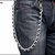 Catena per pantaloni e jeans, in maglia gourmette spessa colore argento intrecciata con vero cuoio nero, lunga cm.65, idea regalo