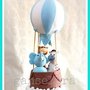 Cake Topper mongolfiera con animali in porcellana fredda 