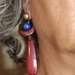 Maxi orecchini lunghi a goccia in resina marrone bordeaux e blu cobalto, orecchini fashion