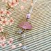 Collana handmade bigiotteria stile giapponese ventaglio rosa e perline