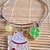 Braccialetto handmade bigiotteria semirigido Regolabile gatto bianco portafortuna quadrifoglio stile giapponese maneki neko 