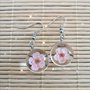 Orecchini handmade bigiotteria stile giapponese Pendente fiore rosa pesco