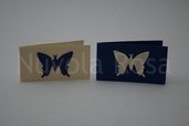 Bigliettino bomboniera blu con farfalla