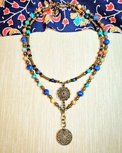 Collana "Damasco" con turchese africano e perline Rocailles
