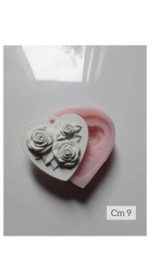 stampo in silicone cuore con rose 