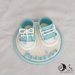 Cake topper scarpette con base e nome per bimbo in azzurro personalizzabile 