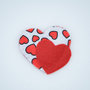 Portachiavi o calamita a forma di cuore e cuoricini, 6.5 cm x 6 cm