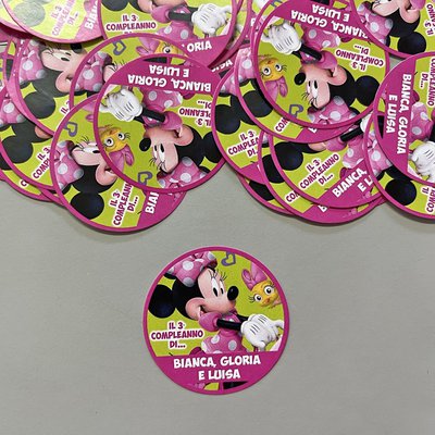 Biglietti/tag o adesivi per compleanno di Minnie - mod. 1 - Feste