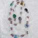 Collana brillante multicolore con perline decorate a decoupage tema fiori. Idea regalo.