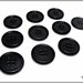 10 bottoni in nylon, 20 mm, colore nero, attaccatura 4 fori 