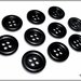 10 bottoni in nylon, 15 mm, colore nero, attaccatura 4 fori 