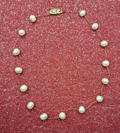 GIROCOLLO con perle di fiume bianche, girocollino, girocollo molto leggero, girocollo minimal, girocollo bianco