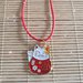 Collana handmade bigiotteria corta gatto rosso portafortuna maneki neko kawaii stile giapponese gatto rosso caucciù 