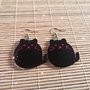 Orecchini handmade bigiotteria stile giapponese gatto nero kuro neko kawaii paffuto