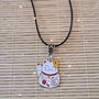 Collana corta handmade bigiotteria stile giapponese gatto neko portafortuna giallo bianco 