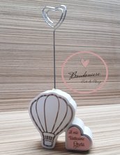 Bomboniera mongolfiera cuore con clip portafoto personalizzabile