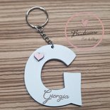 Suweibuke Portachiavi Personalizzato Rosa Con Iniziale E Nappa - Ciondolo Per Chiavi, Borsa, Zaino - Regalo Per Ragazze