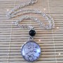 Collana corta handmade bigiotteria stile giapponese Sakura nero cameo fiore di ciliegio 