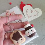 Regalo san Valentino -coppia di portachiavi -nutella e pane- amici- moglie marito fidanzata compagno fidanzati 