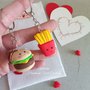 Regalo san Valentino -coppia di portachiavi - patatine e hamburger,  amici- moglie marito fidanzata compagno fidanzati 