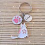 Portachiavi handmade bigiotteria stile giapponese gatto bianco zampetta love neko cat