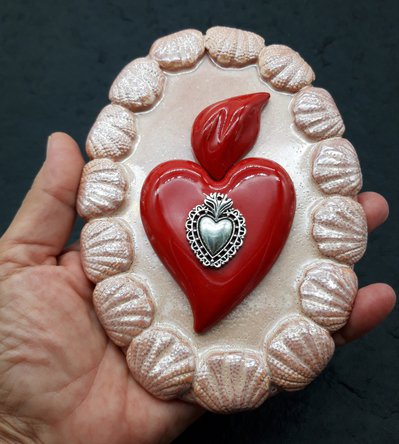 Cuore Decorativo In Latta Messicano Fatto A Mano – Artigianato Di Guanajuato Con Colori Acrilici, 26x20 Cm, Da Appendere