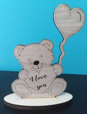 orsetto legno cuore i love you incisione personalizzata san valentino handmade laser