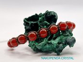 BRACCIALE TIBETANO SHAMBALLA con pietre naturali, agata rossa (corniola) da 8 mm. Uomo,  donna, unisex, regolabile.
