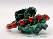 BRACCIALE TIBETANO SHAMBALLA con pietre naturali, agata rossa (corniola) da 8 mm. Uomo, donna, unisex, regolabile. 