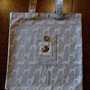 BORSA SHOPPER IN COTONE RICAMATA A MANO CON CANI