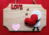 Targa personalizzata San Valentino - targa in legno e pannolenci 