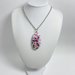 COLLANA IN ACCIAIO INOX CON CIONDOLO OVALE IN FIMO FUCSIA CON FIORI ROSA