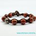 BRACCIALE TIBETANO SHAMBALLA con pietre naturali, diaspro rosso e sfere in argento tibetano da 8 mm. Uomo,  donna,  unisex,  regolabile. Mod. 2