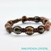 BRACCIALE TIBETANO SHAMBALLA con pietre naturali, diaspro picasso da 8 mm. Uomo, donna,  unisex,  regolabile. Mod. 2