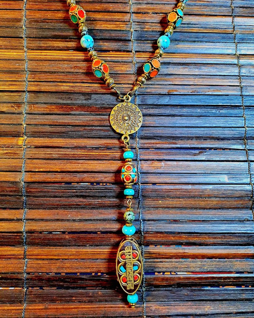 Collana Om In Legno - Collana Con Simbolo Om - Girocollo Tibetano - Foto 11