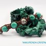 BRACCIALE TIBETANO SHAMBALLA con pietre naturali, malachite e sfere in argento tibetano da 8 mm. Uomo,  donna,  unisex, regolabile,  personalizzato. Mod. 2