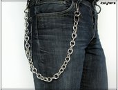 Catena per pantaloni e jeans in maglia forzatina spessa, colore argento, lunga cm.60 - Idea regalo - Italyhere