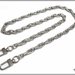 Catena per borsa, lunga 80 cm. x mm.9, maglia cordina zigrinata ossidata, colore argento, moschettoni extra lusso