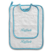 Set asilo 2 pezzi asciugamano asciughino salvietta + bavaglino bavaglia ricamo nome bimbo bimba personalizzato