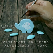 Bomboniera Elefantino in Legno realizzato e dipinto a mano