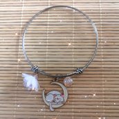 Braccialetto semirigido handmade bigiotteria stile giapponese gatto Artemis sailor mezzaluna 
