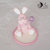 cake topper coniglio rosa con palloncino su base personalizzabile 