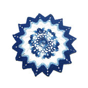 Centrino blu bianco e celeste rotondo ad uncinetto in cotone 21 cm - 4CN
