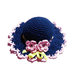 Cappellino puntaspilli blu scuro e rosa ad uncinetto in cotone 11.5 cm - 12PN