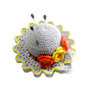 Cappellino puntaspilli grigio chiaro con fiori ad uncinetto in cotone 11.5 cm - 18PN