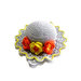 Cappellino puntaspilli grigio chiaro con fiori ad uncinetto in cotone 11.5 cm - 18PN