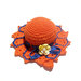 Cappellino puntaspilli di Halloween arancione e blu ad uncinetto in cotone 11 cm - 5HL