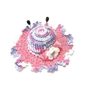 Cappellino puntaspilli rosa con sfumature lilla ad uncinetto in cotone 10.5 cm Cod. 61